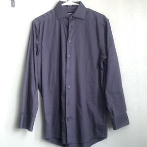 Dark gray botton-down long sleeve dress shirt. Claiborne, regular fit 15, 32|33.
